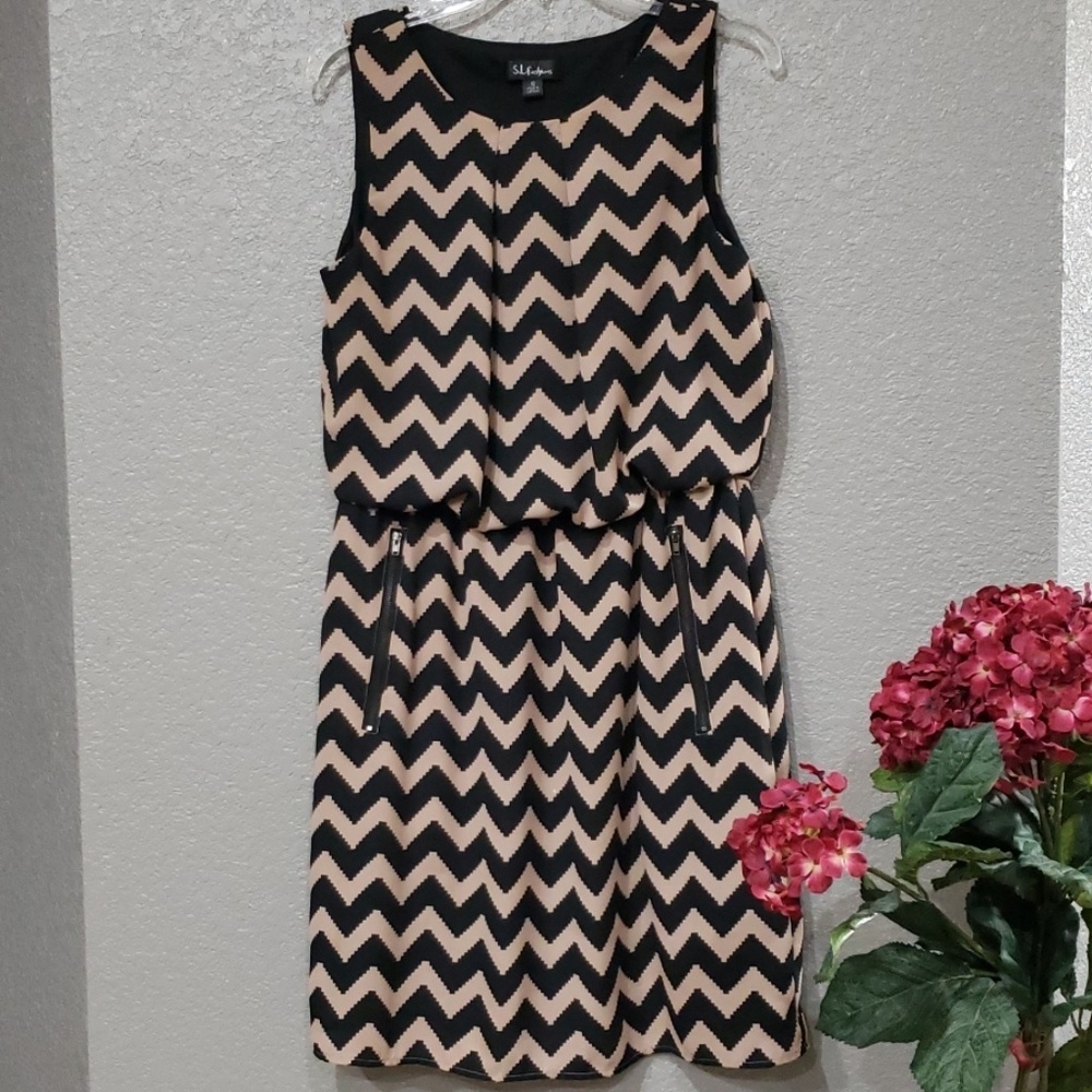 SL fashions black brown print sheath dress size 12 - Picture 3 of 8